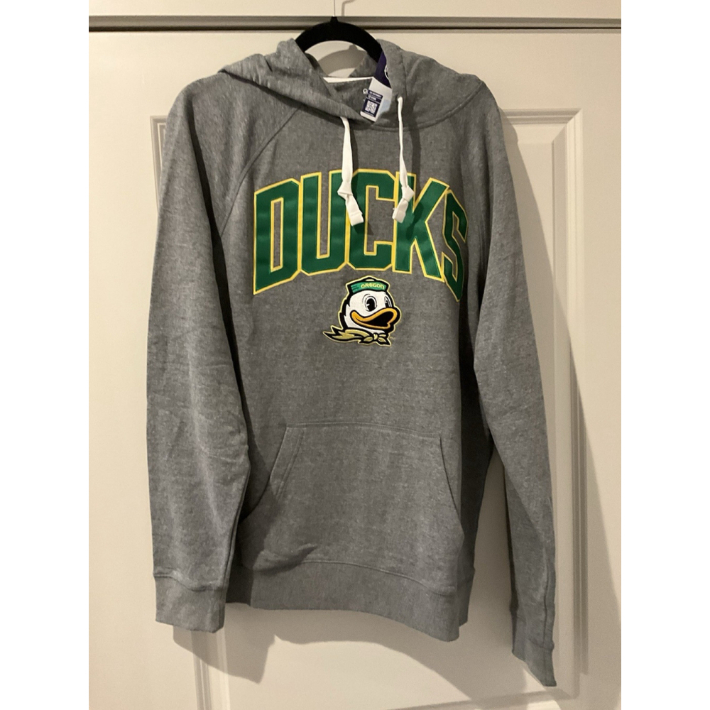 Oregon Ducks NCAA Captivating Hoodie Gray Team Logo Size Large
